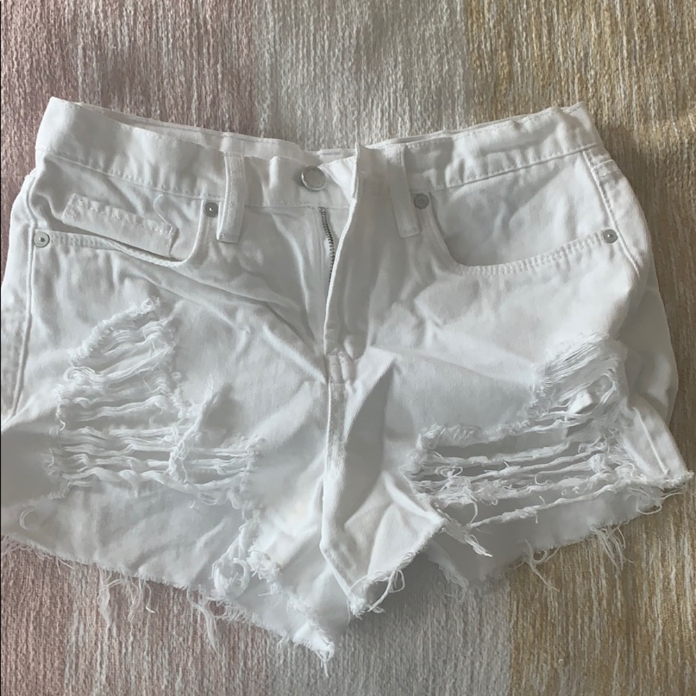 Blank NYC White Ripped Denim Shorts